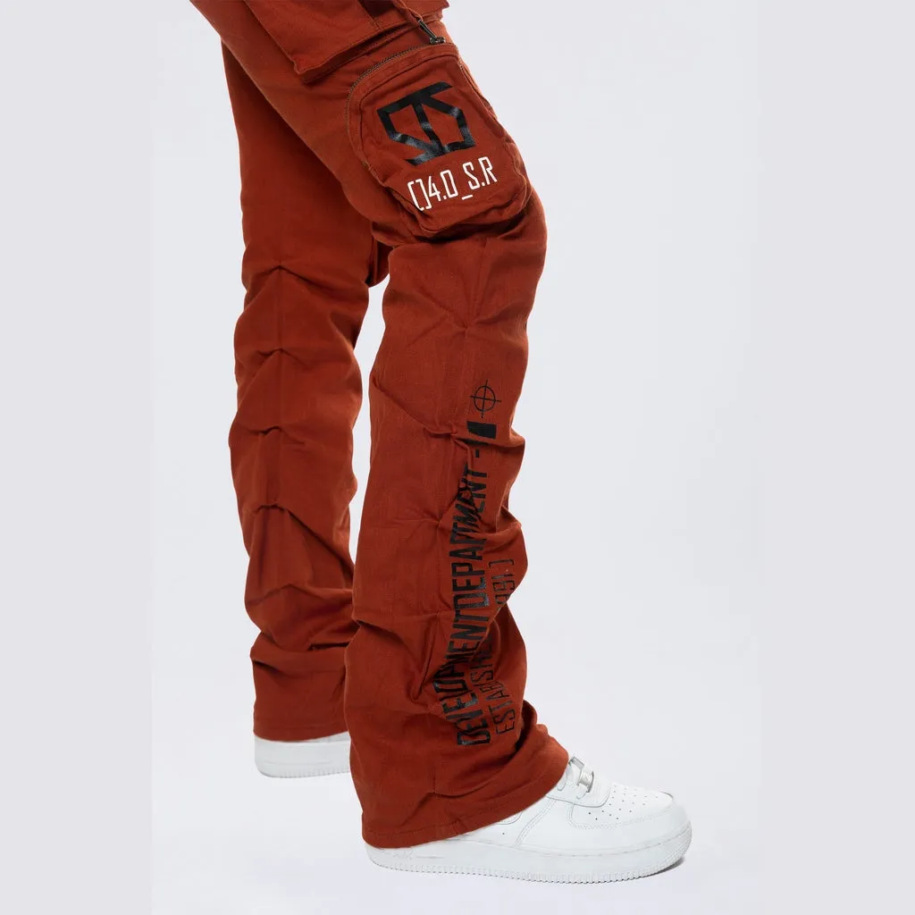 High Rise Stacked Utility Twill Pants - Picante