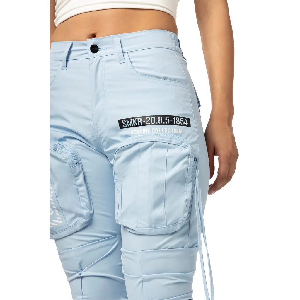 High Rise Utility Stacked Pants - Collegiate Blue