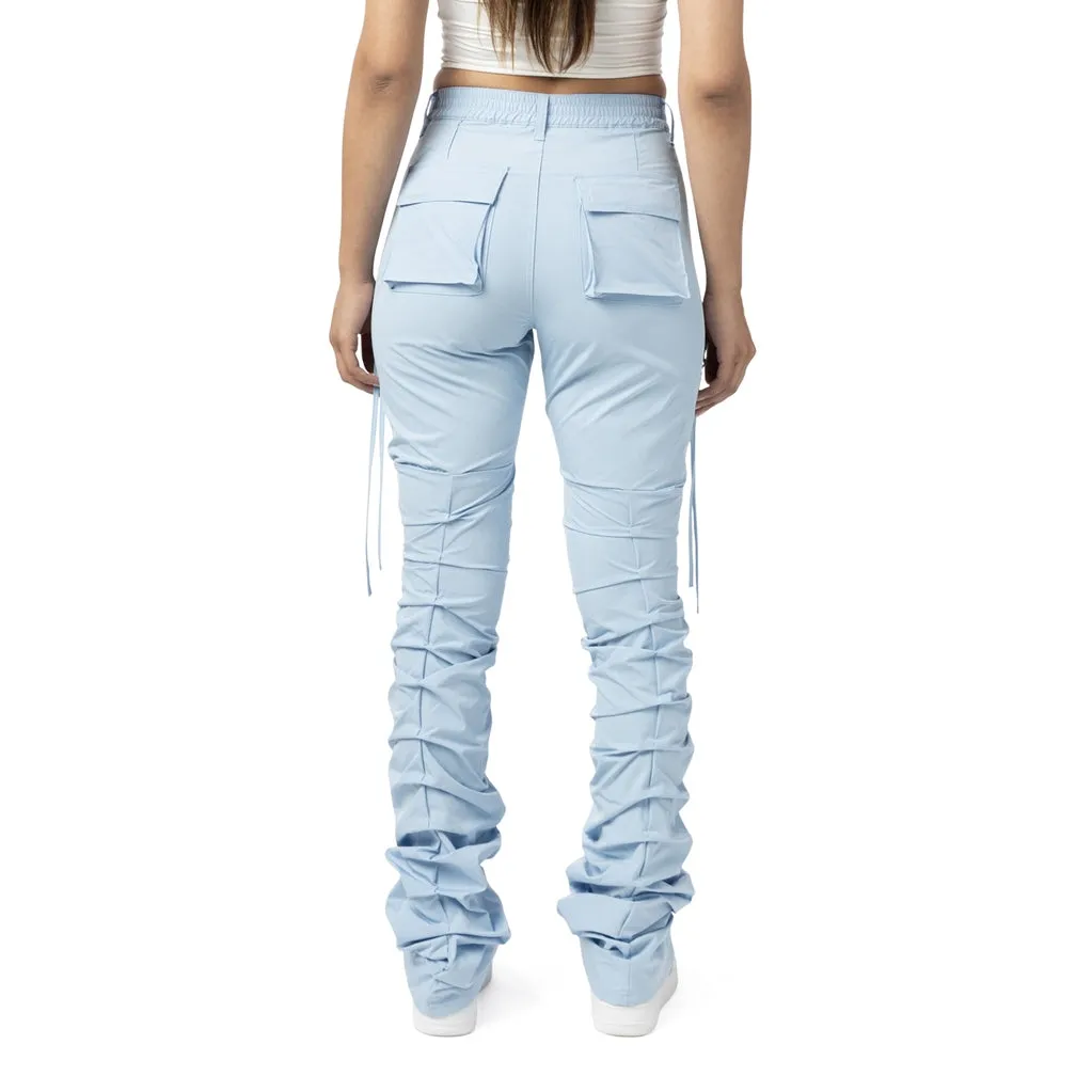 High Rise Utility Stacked Pants - Collegiate Blue