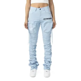 High Rise Utility Stacked Pants - Collegiate Blue