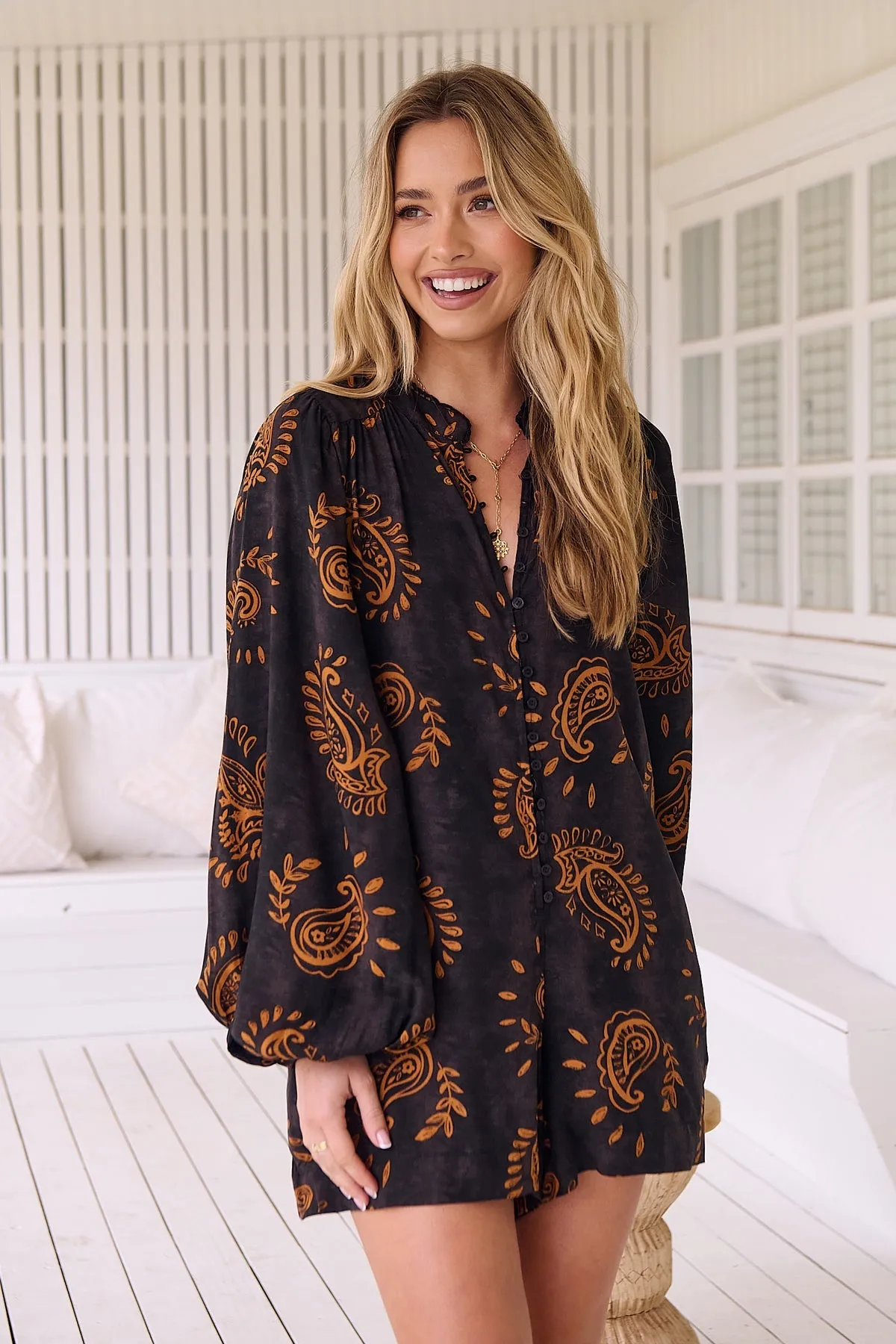 Jaase Mahlia Playsuit Button Down Long Sleeve - Milan