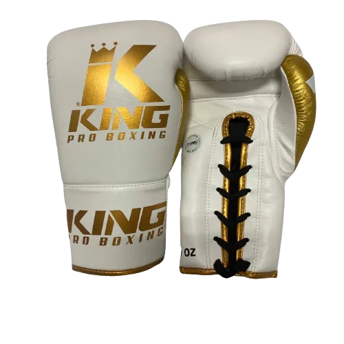 King Pro Boxing Gloves BG Lace Up White