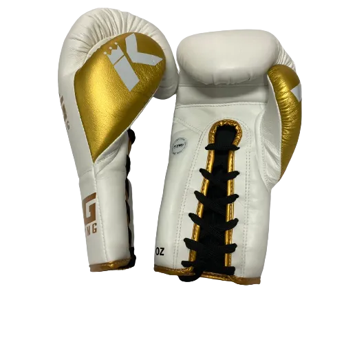 King Pro Boxing Gloves BG Lace Up White