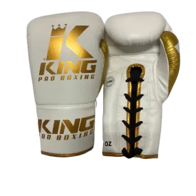 King Pro Boxing Gloves BG Lace Up White