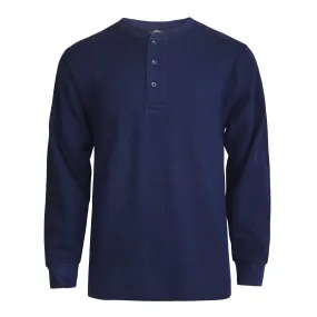 KNOCKER MEN'S WAFFLE-KNIT THERMAL HENLEY SHIRT (MHS100_NAVY)