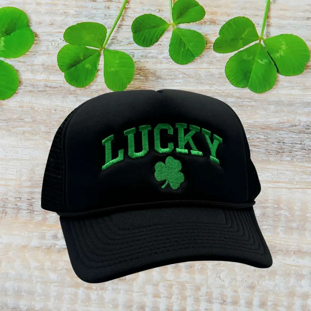 Lucky Four Leaf Clover Trucker Hat - St Patricks Trucker Hats