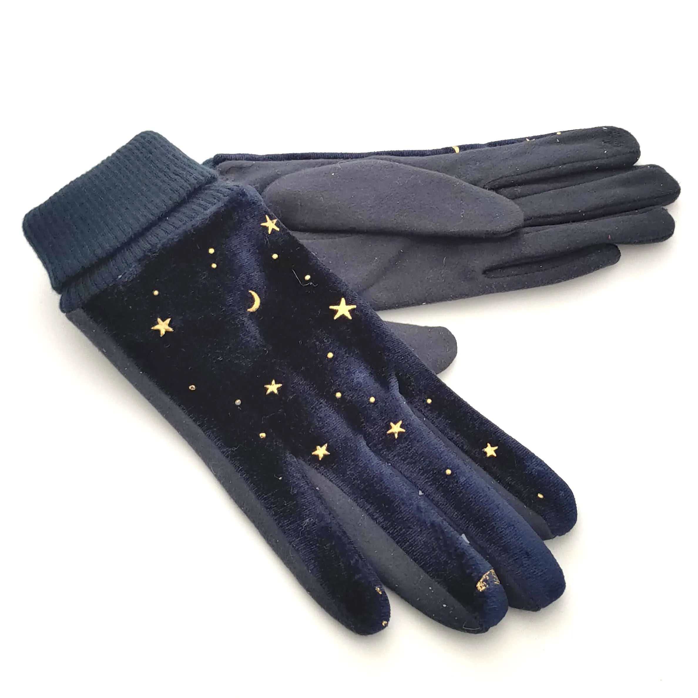 Moons & Stars Gloves - Navy Blue