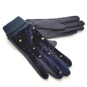 Moons & Stars Gloves - Navy Blue