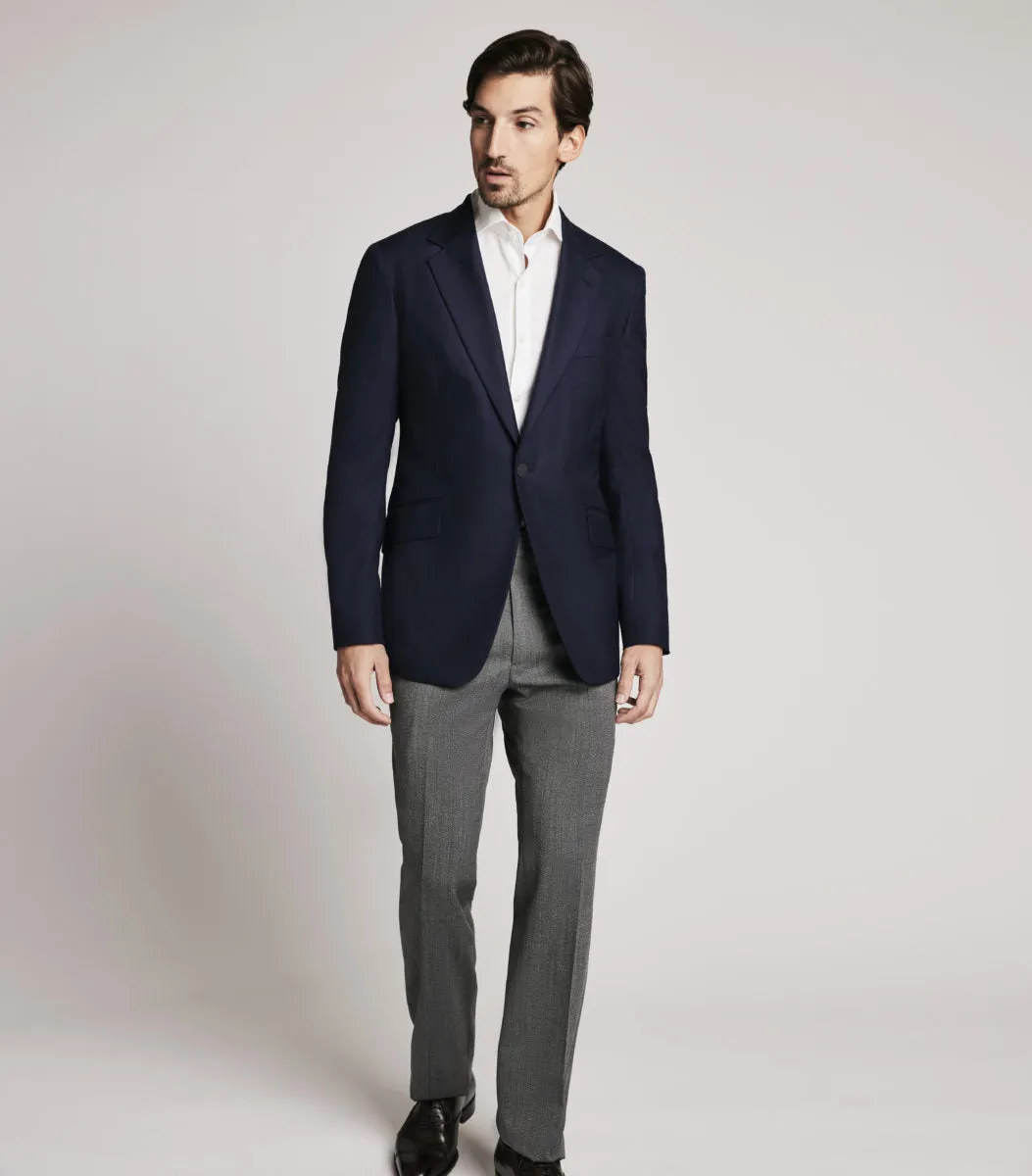 Navy Cashmere Single Breasted Jacket