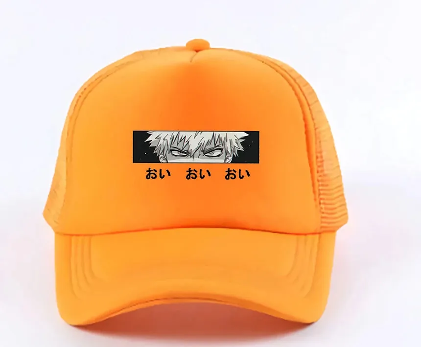 New Anime My Hero Academia Casual Plain Mesh Baseball Cap Adjustable Snapback  Kawaii  Hats for Women Men Hip Hop Trucker Cap