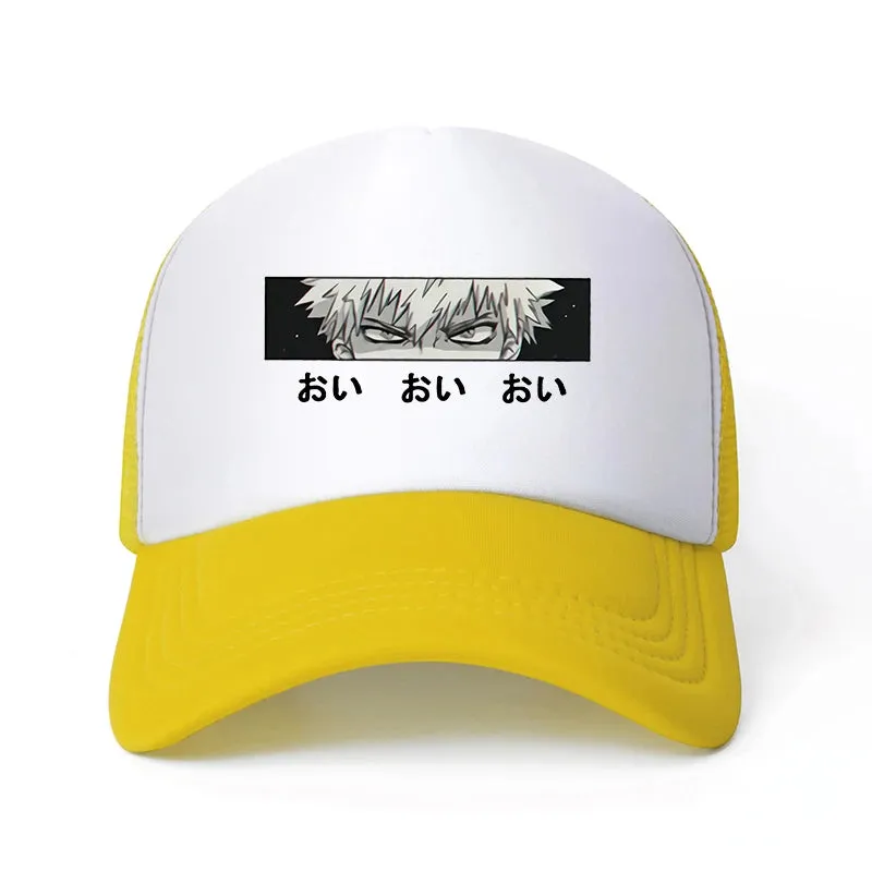 New Anime My Hero Academia Casual Plain Mesh Baseball Cap Adjustable Snapback  Kawaii  Hats for Women Men Hip Hop Trucker Cap