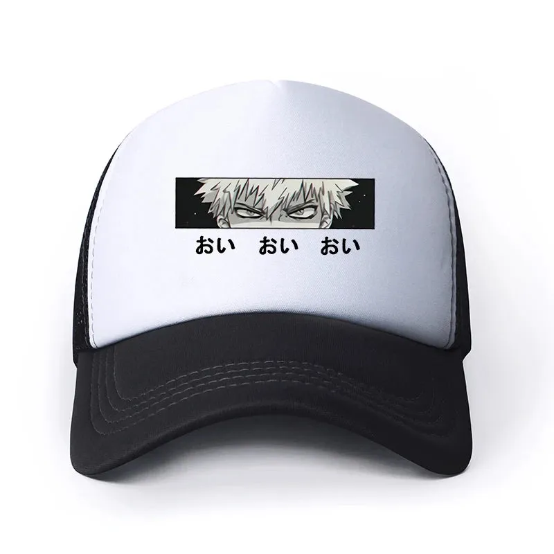 New Anime My Hero Academia Casual Plain Mesh Baseball Cap Adjustable Snapback  Kawaii  Hats for Women Men Hip Hop Trucker Cap