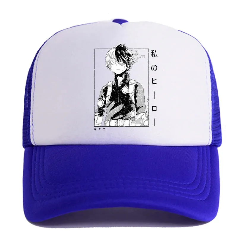 New Anime My Hero Academia Casual Plain Mesh Baseball Cap Adjustable Snapback  Kawaii  Hats for Women Men Hip Hop Trucker Cap