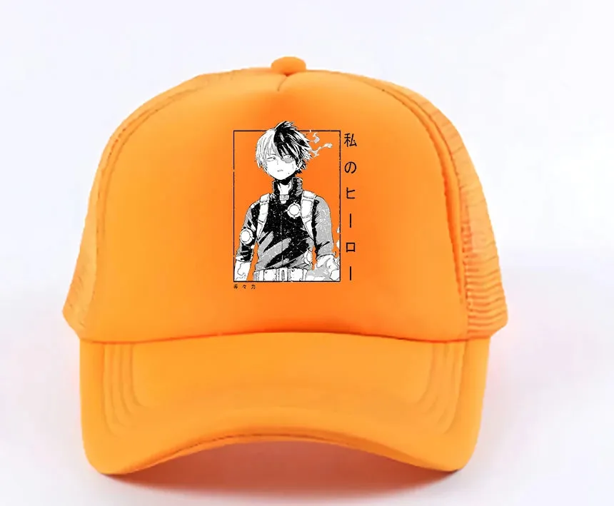 New Anime My Hero Academia Casual Plain Mesh Baseball Cap Adjustable Snapback  Kawaii  Hats for Women Men Hip Hop Trucker Cap