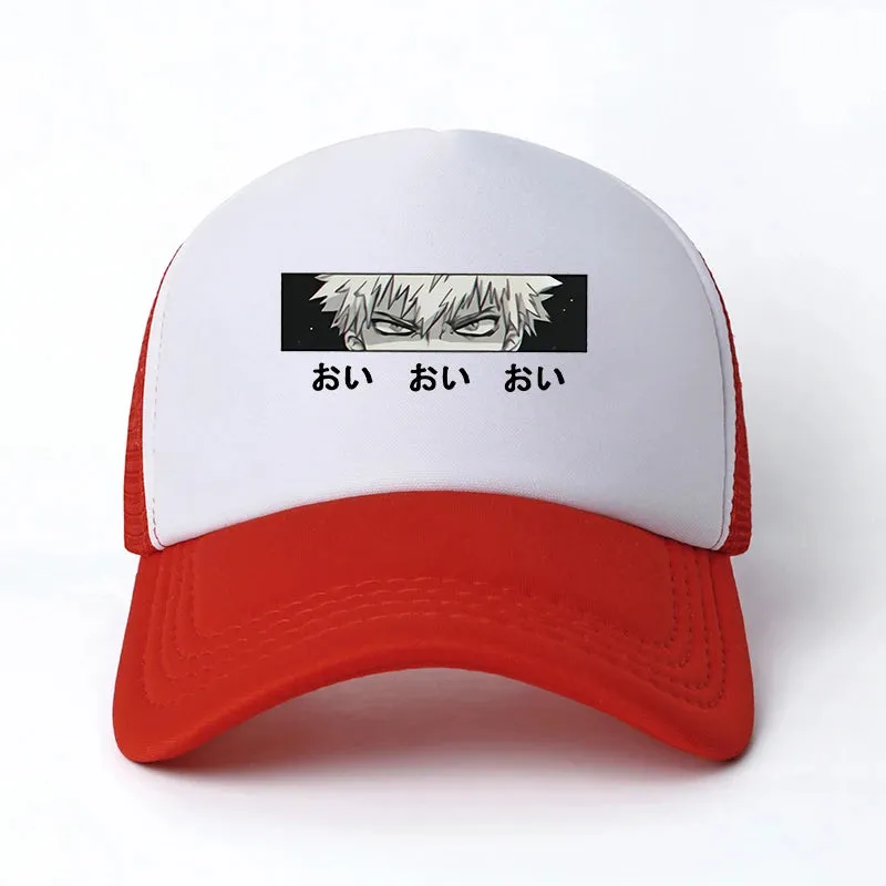 New Anime My Hero Academia Casual Plain Mesh Baseball Cap Adjustable Snapback  Kawaii  Hats for Women Men Hip Hop Trucker Cap