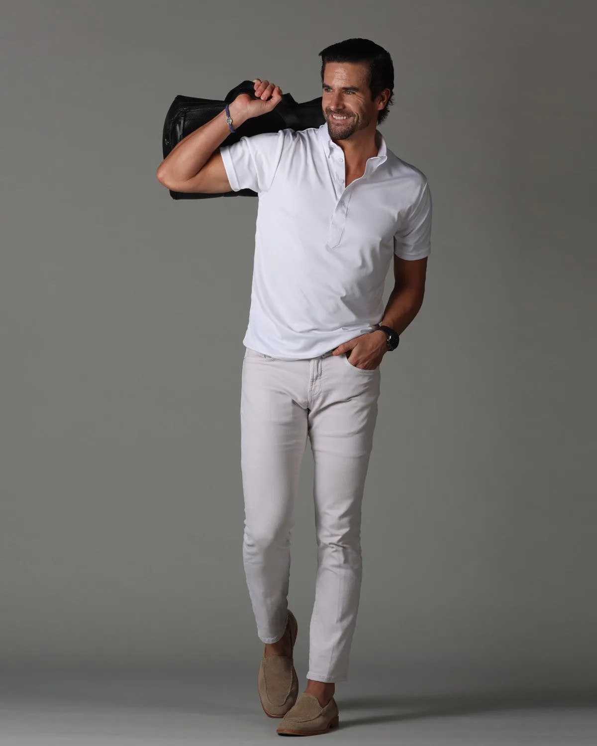 Oxford Button Down Collar Polo White