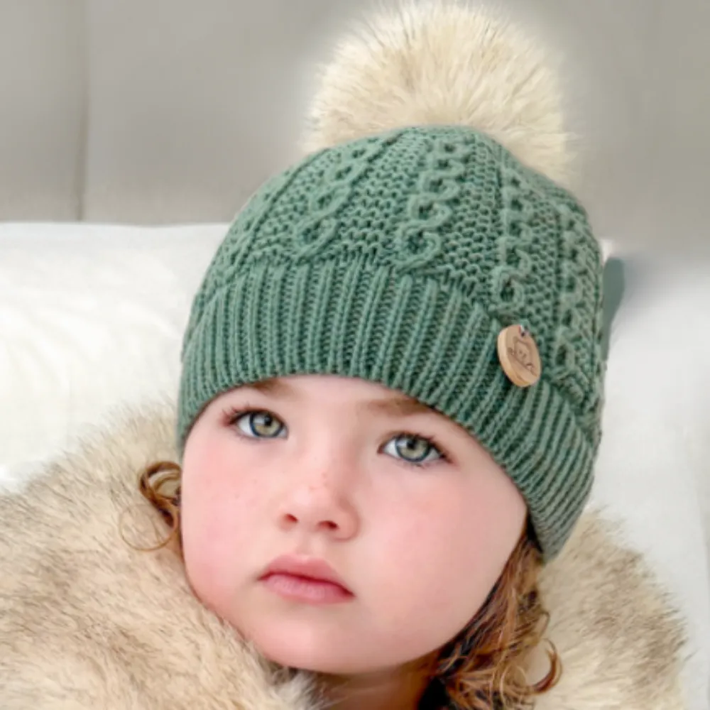 Pangasa Faux Fur Cable Knit Hats