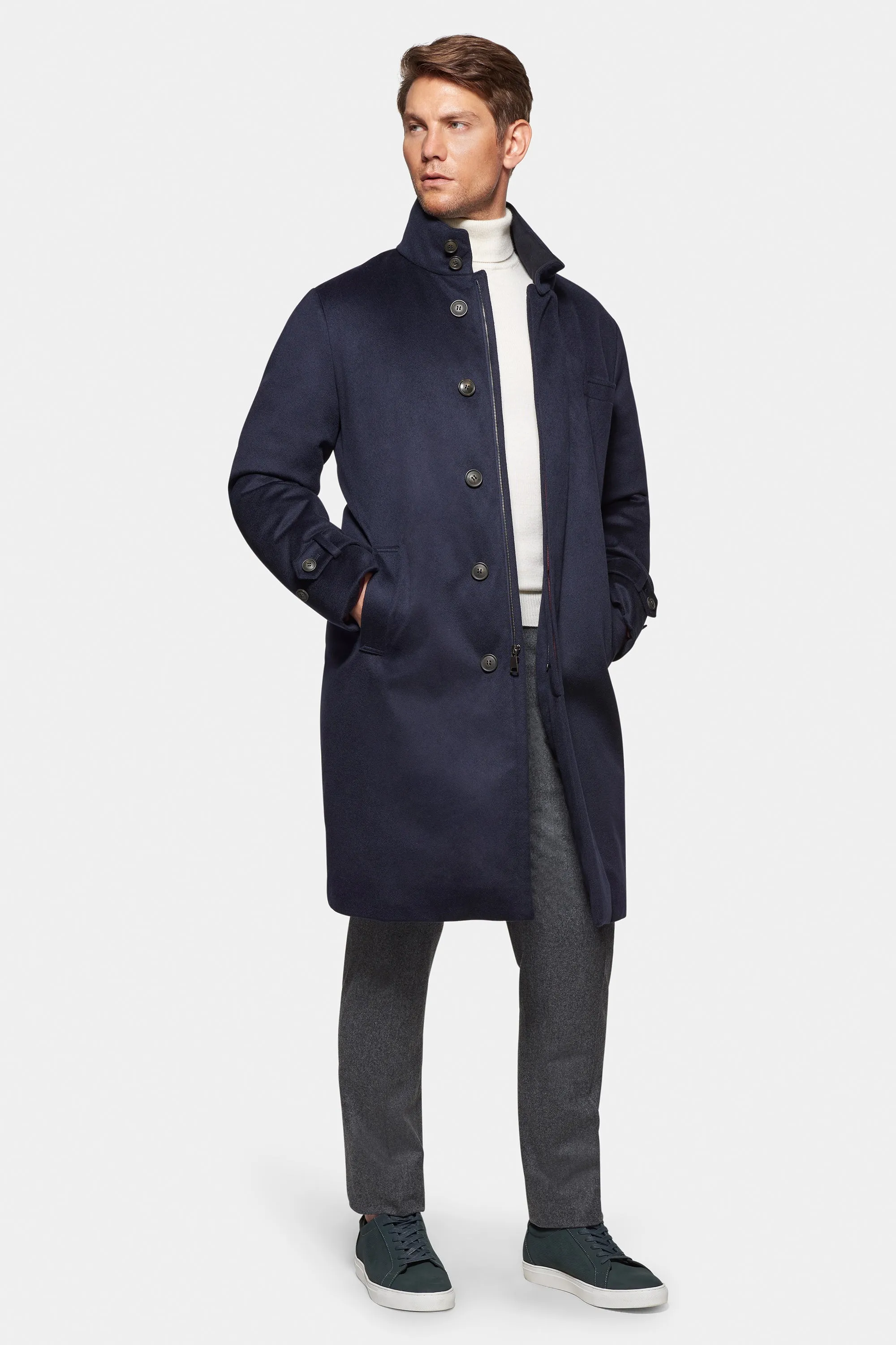 Pure Cashmere Topcoat, Navy