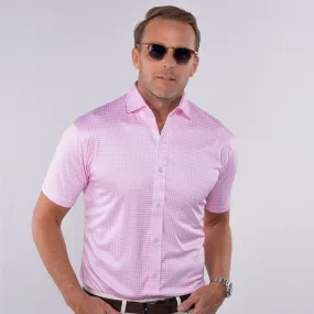 Quattro Flex Short Sleeve Button Down Pink Gingham