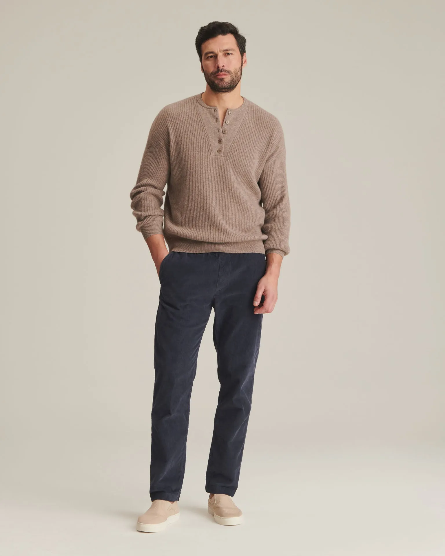 Recycled Cashmere Ribbed Henley