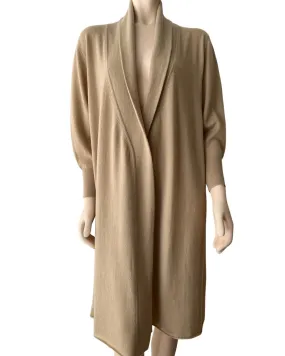 Shawl collar long cashmere cardigan in sierra