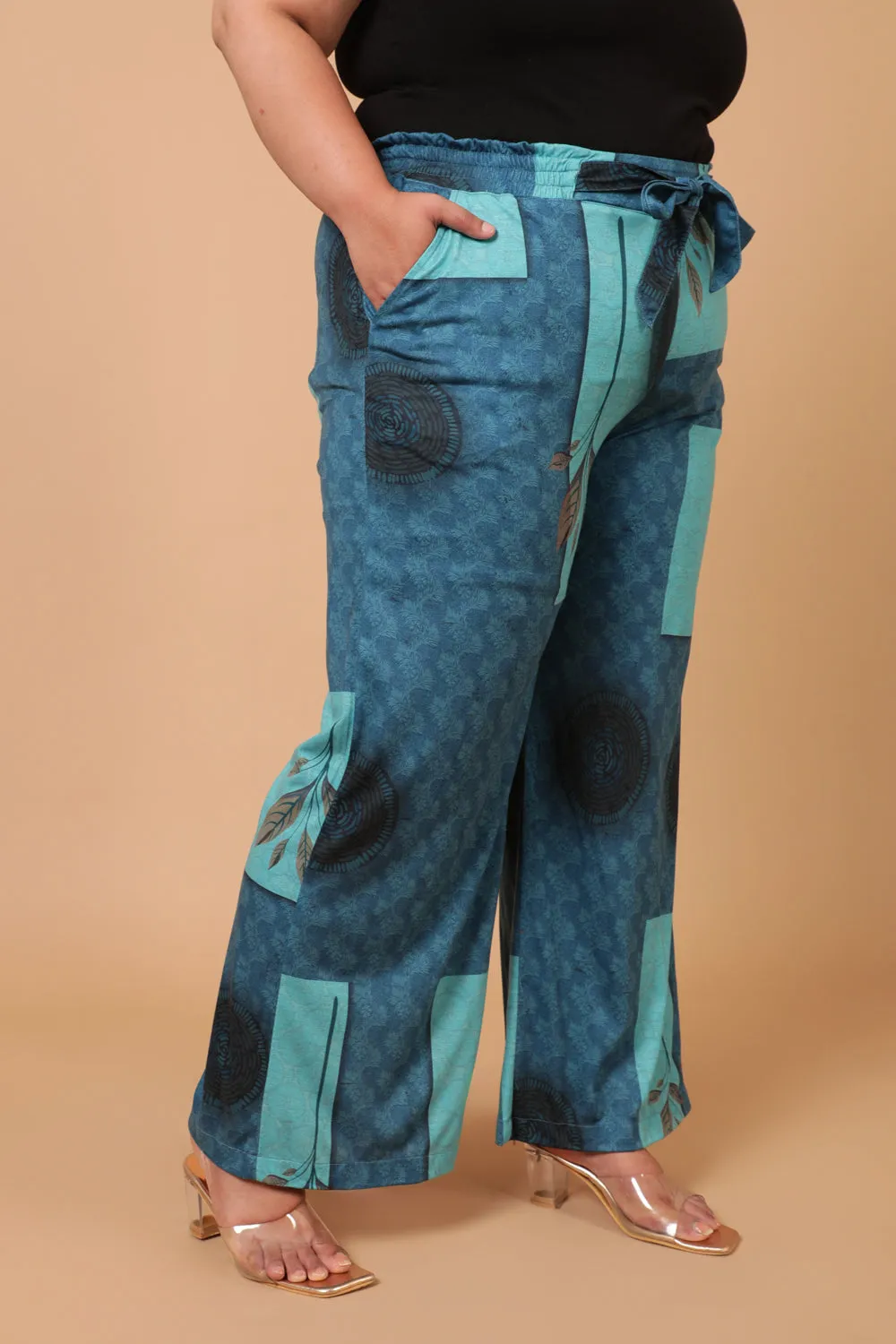 Teal Blocks High Waist Pants