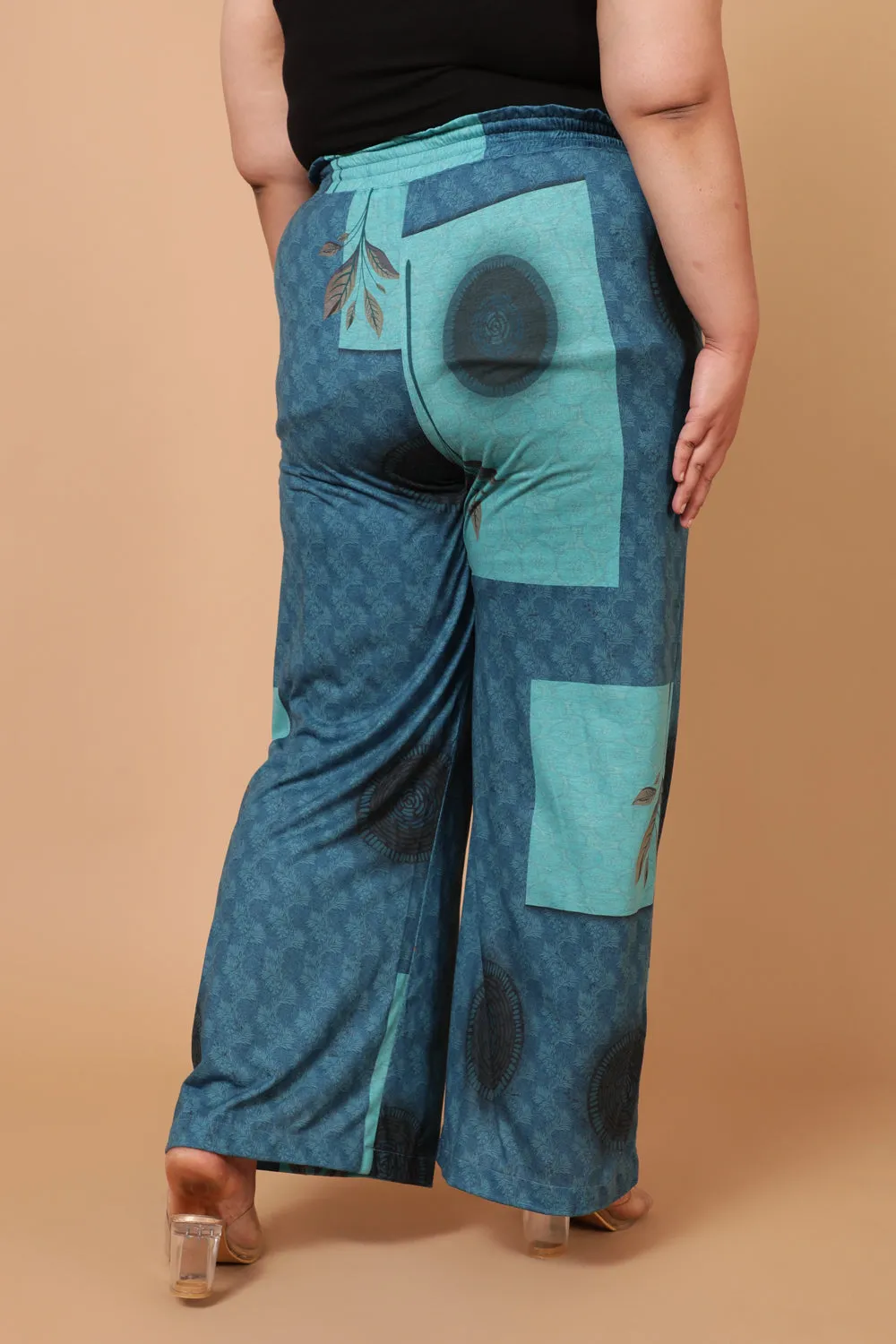 Teal Blocks High Waist Pants