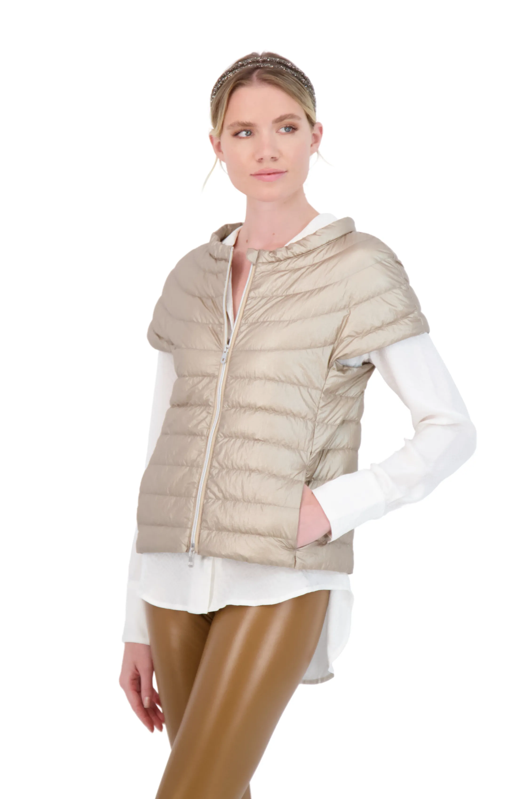 The St Ives | Down Vest Metallic Gold