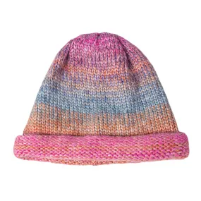 Women Mixed Color Knitted Tie-dye Gradient Color Vintage Fashion Warmth Brimless Beanie Hat