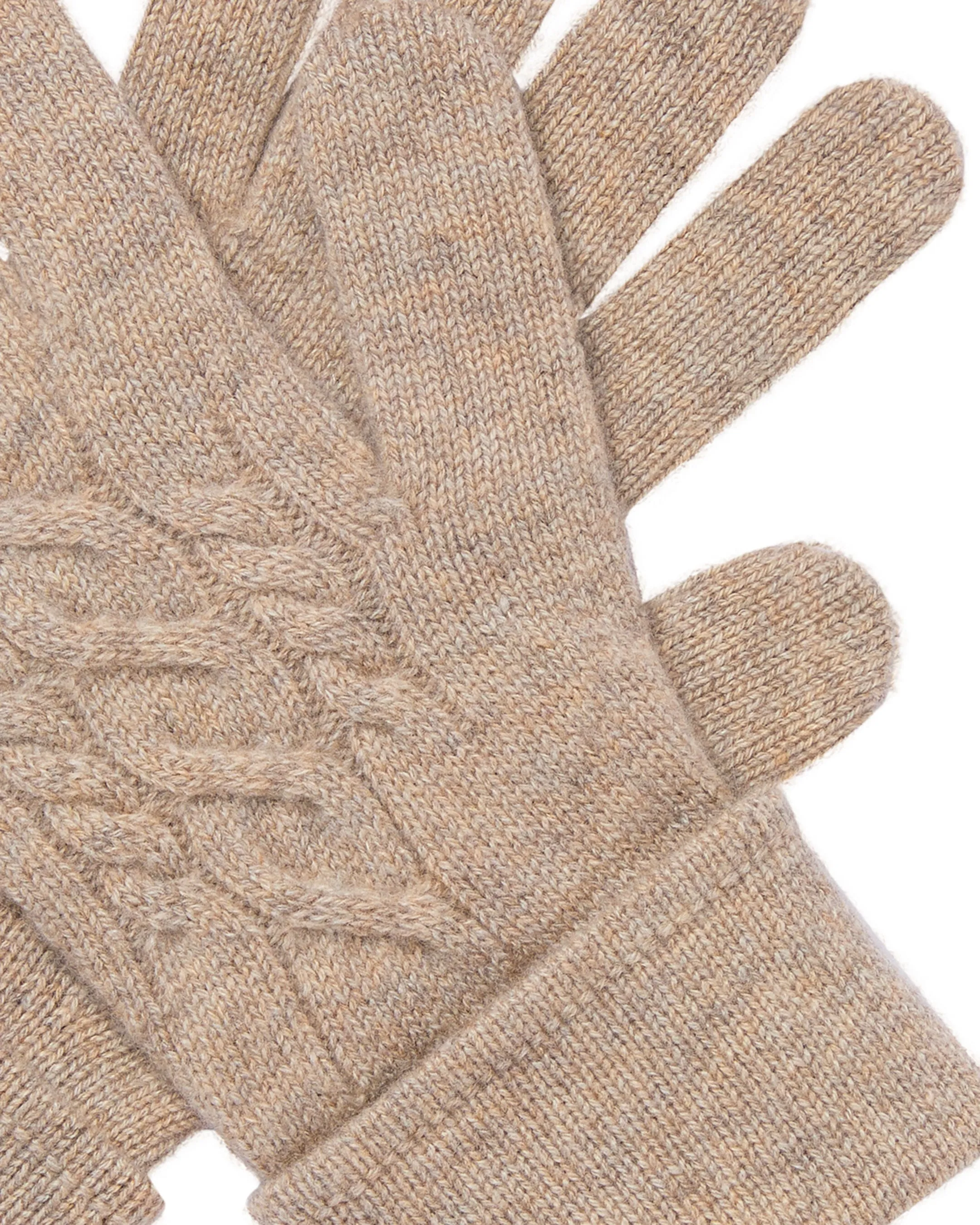 Women's Cable Cashmere Gloves Oatmeal Brown