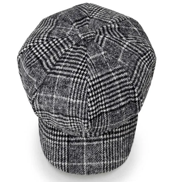 Womens Cotton Leisure Newsboy Berets Caps All-Match Painter Cop Plaid Stripe Hats