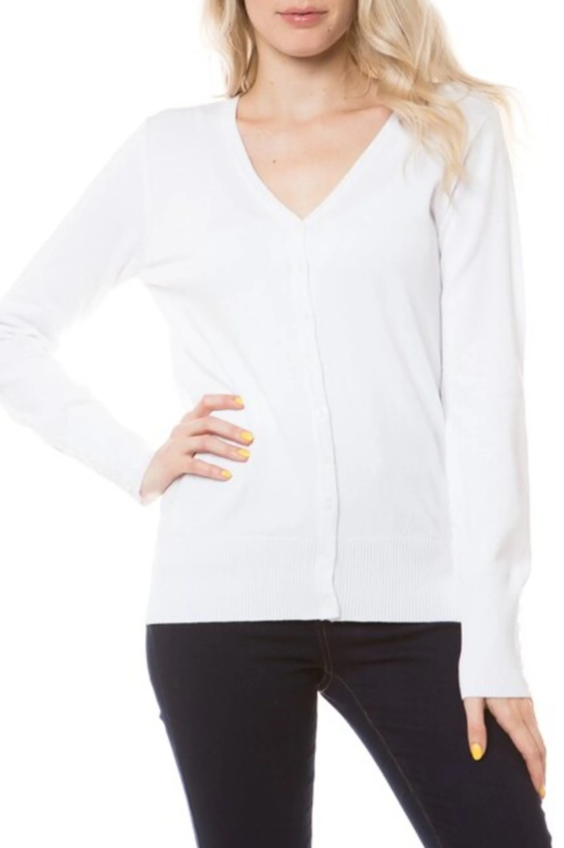 Women's Long sleeve button down V-neck cardigan