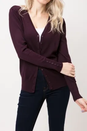 Women's Long sleeve button down V-neck cardigan