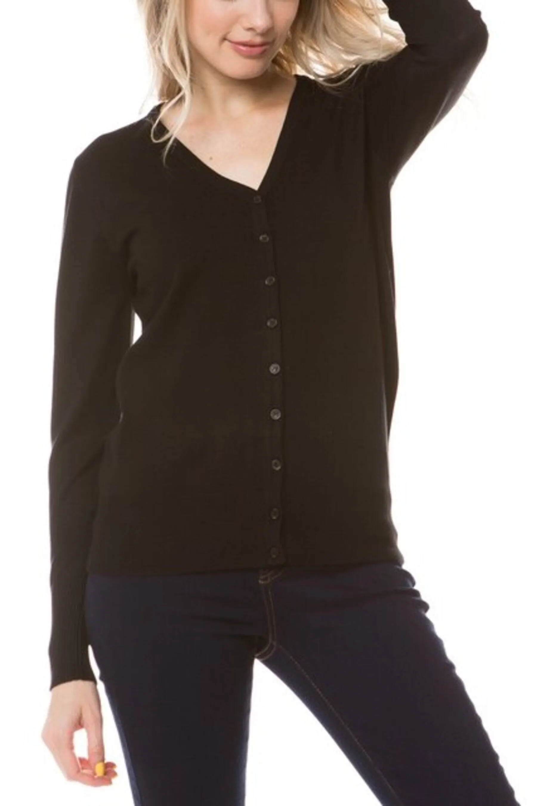 Women's Long sleeve button down V-neck cardigan