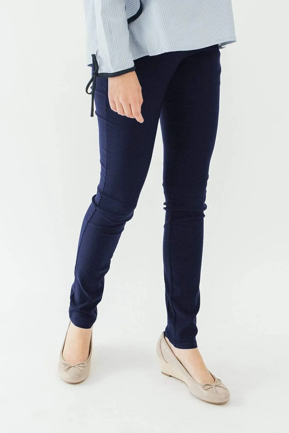 Woven Cathy High Waist Maternity Pants Navy